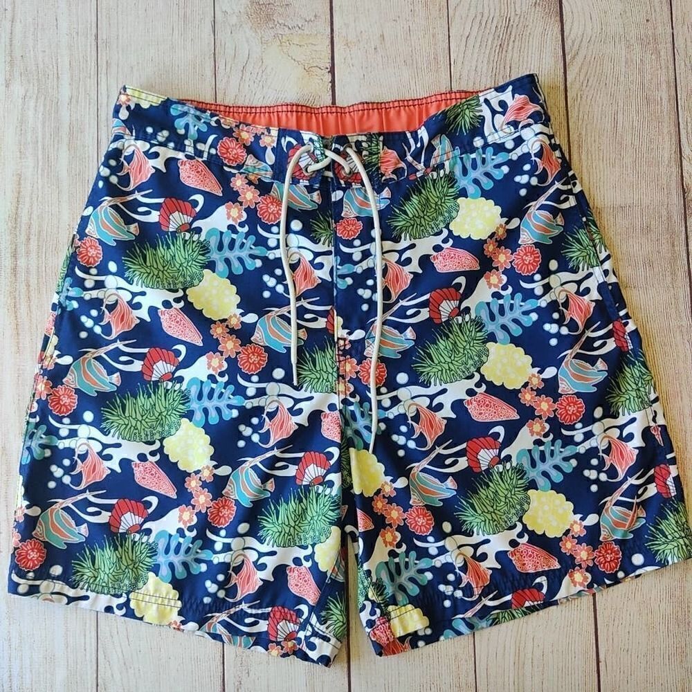 Nautica vibrant coral reef fish nautical swim trunk sz L